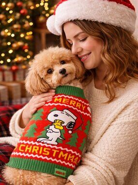 Peanuts Snoopy Dog Sweater XL Merry Christmas Knit Holiday Pet Outfit